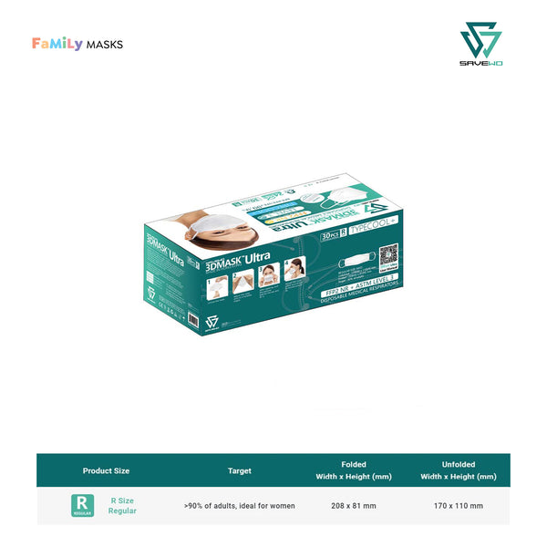 SAVEWO 3DMASK ULTRA KF94/FFP2 (White) - Regular (R) Adults