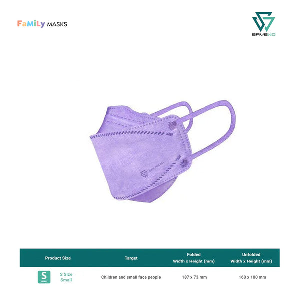 SAVEWO 3DMASKS HANA KF94 (Light Purple) - Small (S) Adults