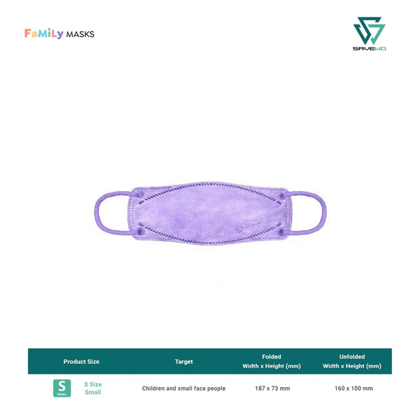 SAVEWO 3DMASKS HANA KF94 (Light Purple) - Small (S) Adults