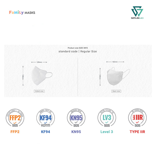 SAVEWO ROYAL MASKS KF94/FFP2 (Morning Mist) - Regular (R) Adults