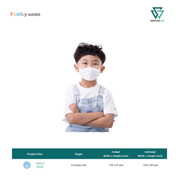 SAVEWO 3DMASK KIDS KF94/KN95 (white) - Small (S) 2-6 years old