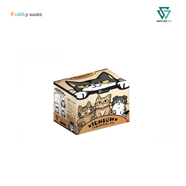SAVEWO 3DMEOW KF94 KIDULTS - 3 Fun Designs (for small face adults or teenagers)