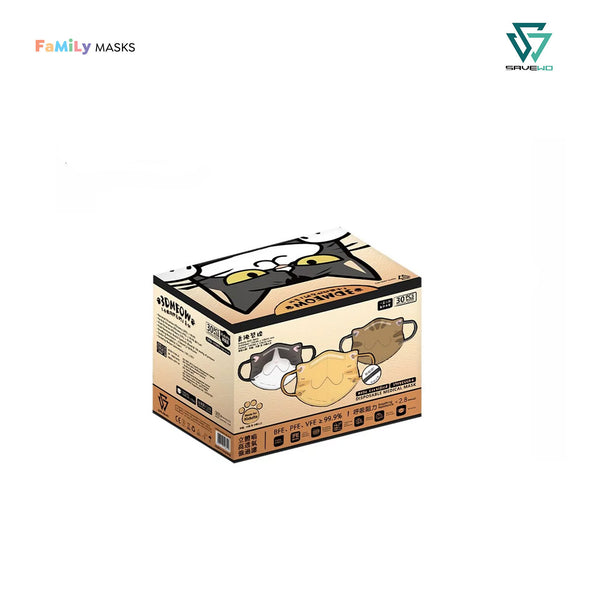 SAVEWO 3DMEOW KF94 KIDULTS - 3 Fun Designs (for small face adults or teenagers)