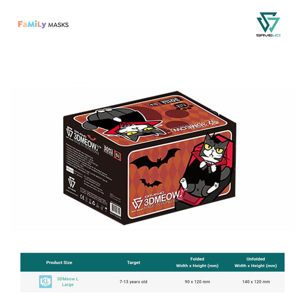 SAVEWO 3DMEOW KIDS KF94 (Black) - Large (L) 7-13 years old