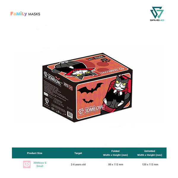 SAVEWO 3DMEOW KIDS KF94 (Black) - Small (S) 2-6 years old