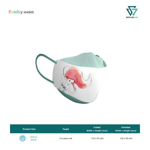 SAVEWO 3DMASK KIDS KF94 (Disney Princess Ariel) - Small (S) 2-6 years old