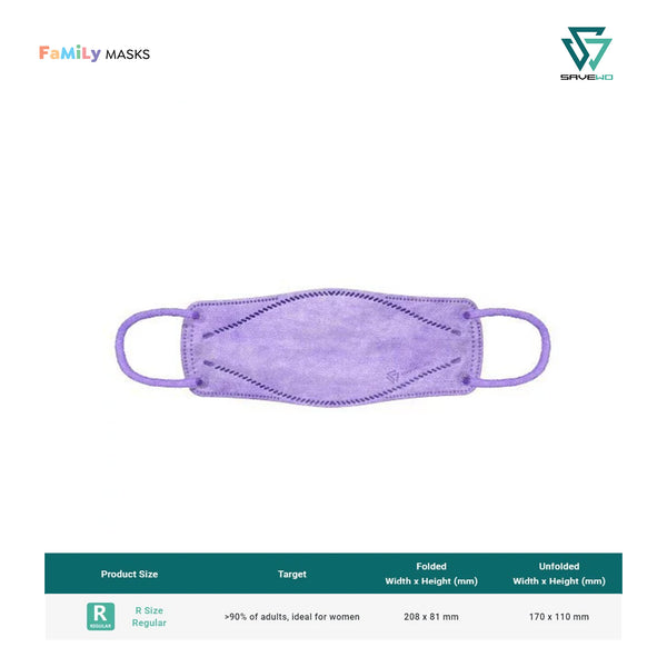 SAVEWO 3DMASK HANA KF94 (Light Purple) - Regular (R) Adults