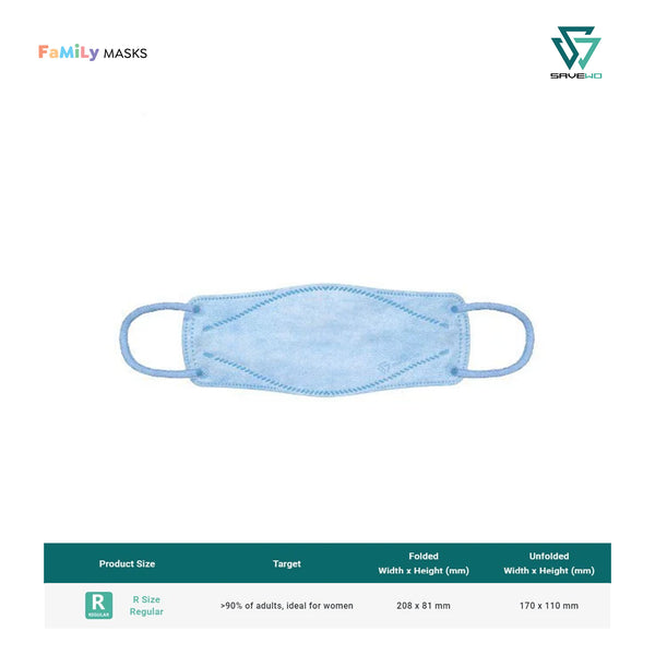 SAVEWO 3DMASK HANA KF94 (Light Blue) - Regular (R) Adults