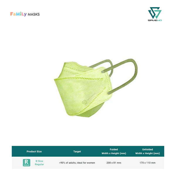 SAVEWO 3DMASK HANA KF94 (Light Green) - Regular (R) Adults