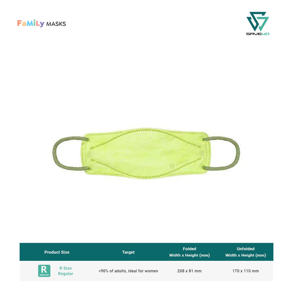 SAVEWO 3DMASK HANA KF94 (Light Green) - Regular (R) Adults