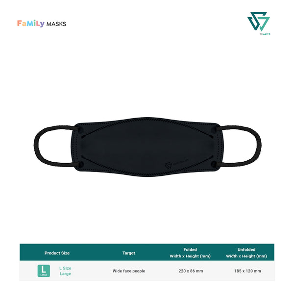 SAVEWO 3DMASK KURO KF94/FFP2 (Black) - Large (L) Adults