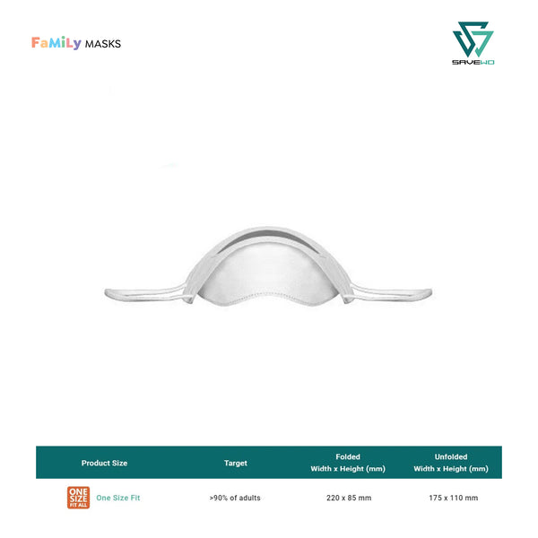 SAVEWO 3DMASK SMILE KF94 (White) - One Size (OS) Adults