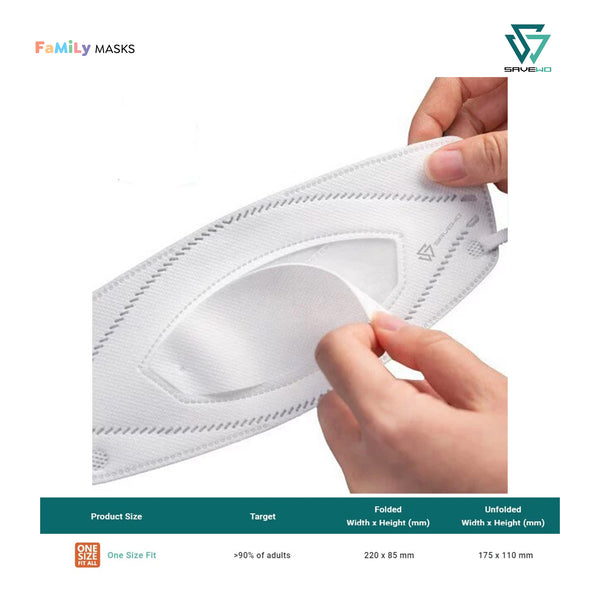 SAVEWO 3DMASK SMILE KF94 (White) - One Size (OS) Adults