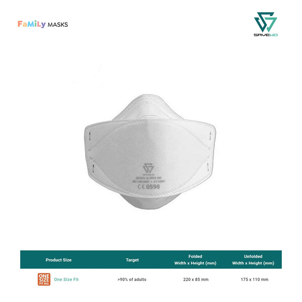 SAVEWO 3DMASK EXTREME PRO FFP3 (White) - One Size (OS) Adults
