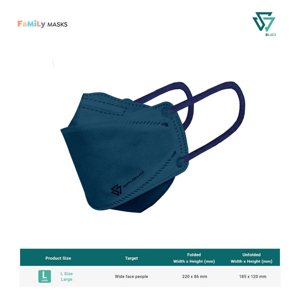 SAVEWO 3DMASK KURO KF94/FFP2 (Deep Blue) - Large (L) Adults