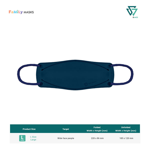 SAVEWO 3DMASK KURO KF94/FFP2 (Deep Blue) - Large (L) Adults