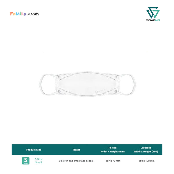 SAVEWO 3DMASK ULTRA KF94/FFP2 (White) - Small (S) Adults