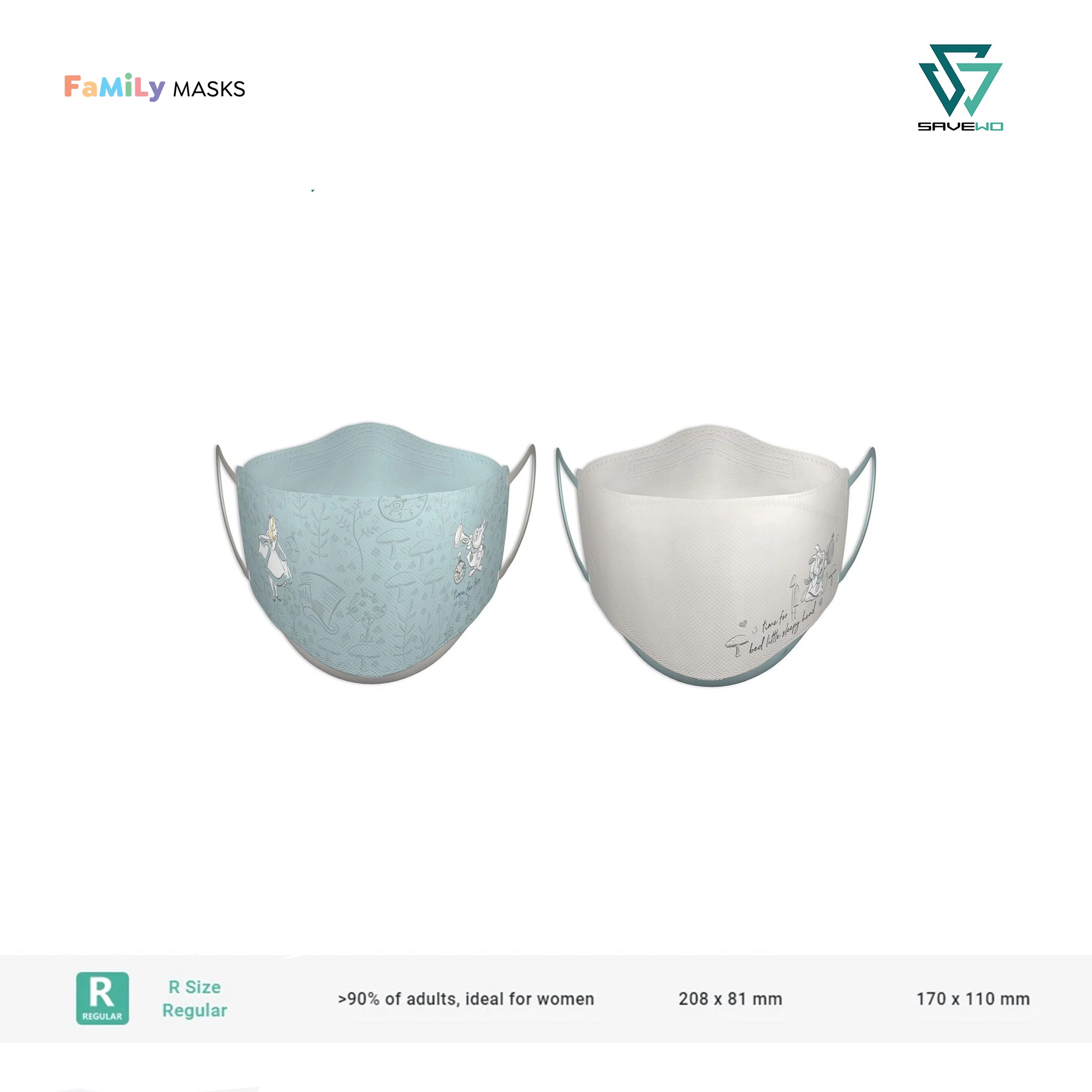 3DMASK ALICE IN WONDERLAND KF94 (Lake Green) - Regular (R) Adults