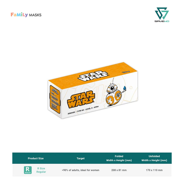 SAVEWO 3DMASK STAR WARS KF94 (BB-8) - Regular (R) Adults